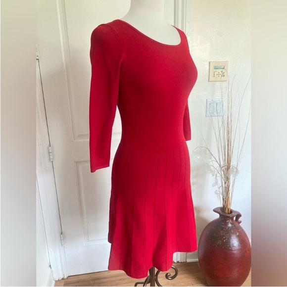 Ann Taylor Stretch Knit Sweater Fit & Flare Red Dress - Picture 8 of 14
